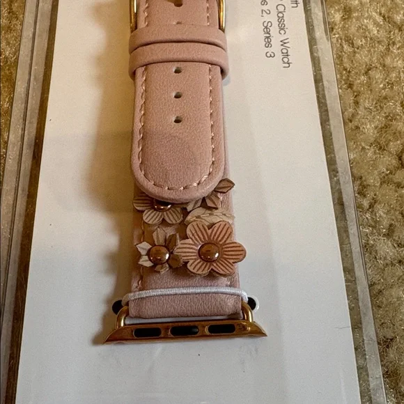 Floral Appliqué Pink Watch Strap - fits Apple Watch 38mm Series 1, 2, 3 - Picture 3 of 13